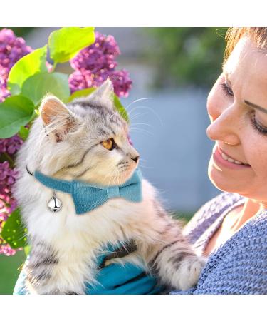 4-Piece Cat Bow Tie Collar Set | Breakaway and Velvet Material | Cute Safety Pet Collar for Kitten and Puppy - Black, Gray, Dark Green, Blue - Buy Online on GoSupps.com