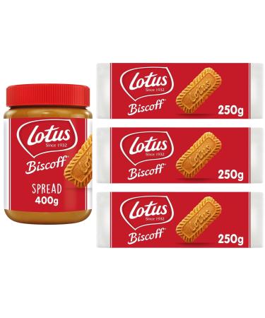 Lotus Biscoff Caramelised Biscuits 250g x3 & Lotus Biscoff Spread Smooth 400g (4 Pack Mixed Bundle)