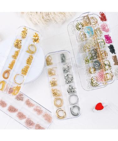 Nail Art Chain Nail Art Metal Rivet Chains Mixed Design DIY Nail Decoration Accessories 12 Grids for Women Style2 - Buy Online on GoSupps.com