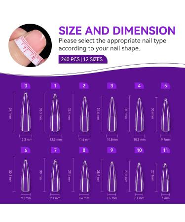 Gelike EC Long Stiletto Nail Tips - 240PCS Clear Full Cover Soft Gel Nails for Salon Extension | Pre-Shaped False Nails for Acrylic & Gel Polish - Buy Online on GoSupps.com