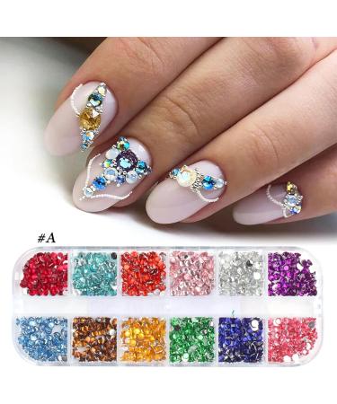FEIlei 12 Grids 3D Nail Jewelry Nail Art Studs Shiny Diamond Crystal Gems Rhinestones - Buy Online on GoSupps.com
