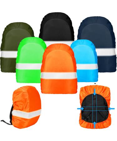 Woanger 6 Pcs Waterproof Rain Cover for Backpack with Reflective Strip 20-60 L Ultralight Rainproof Backpack Cover Adjustable Cross Buckle Strap Rain Cover for Hiking Camping Cycling Traveling