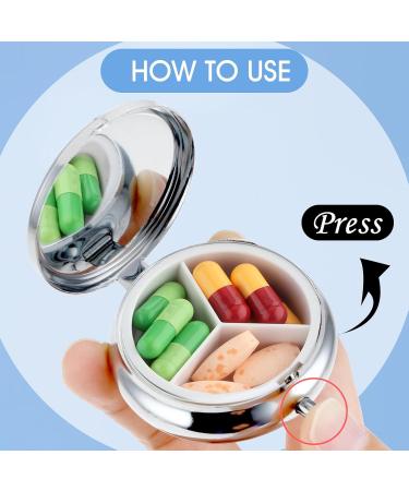 Buy WLLHYF 2PCS Metal Pill Case - 3 Compartment Portable Decorative Pill Organizer for Vitamins & Medicines - Retro Travel Pillbox for Purse & Pocket - Buy Online on GoSupps.com