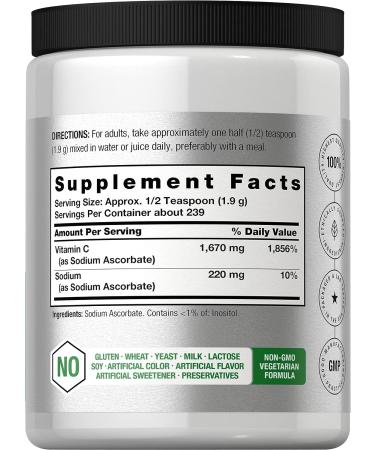 Sodium Ascorbate Vitamin C Powder 16 oz - Vegan Non-GMO Gluten Free Supplement - Buy Online on GoSupps.com
