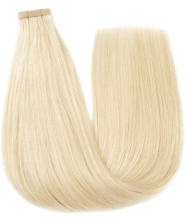 Hotlulana Tape Extensions - 18 Inch Platinum Blonde (#60) 100% Real Hair 20PCs Invisible Remy Skin Weft 40g - Buy Online on GoSupps.com