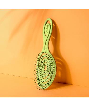 Ninabella Bio Hairbrush for All Hair Types - No Tangles Ideal for Curls & Long Hair - Professional Light Green Detangling Brush - Perfect for Women Men & Children - Buy Online on GoSupps.com