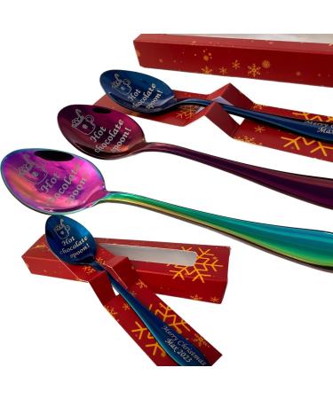 Premium Hot Chocolate Spoon with Christmas 2023 Gift Box - 15cm Size - Available in Silver Gold Rose Gold Black Blue Rainbow and Purple - Holiday xnas Gift - Buy Online on GoSupps.com