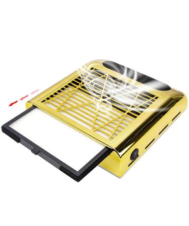 80W Nail Dust Collector - Professional Nail Suction & Dust Extractor for Manicure Salon - Golden Nail Fan for Acrylic Nails - Buy Online on GoSupps.com