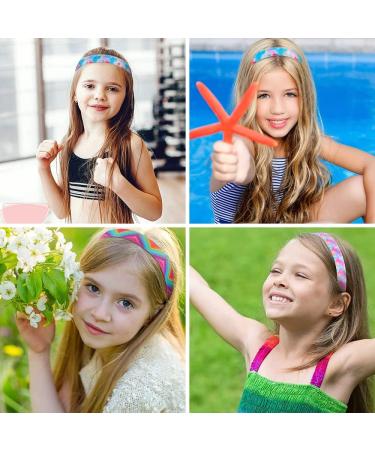QYLPZ 4 Pieces Rainbow Headbands Girls Non Slip Headbands Adjustable Girls Stretchy Headbands for Teens Kids Party Favors Gift Cute Hair Accessories - Buy Online on GoSupps.com