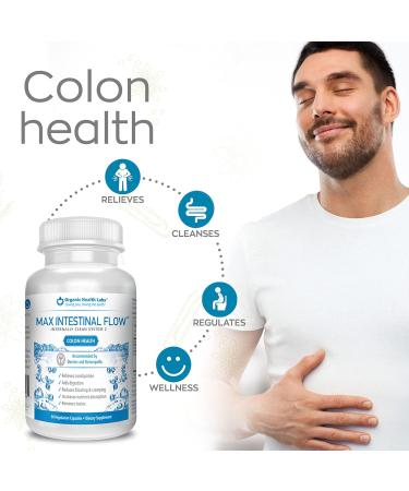 Organic Health Labs Max Intestinal Flow - Natural Colon Cleanse & Detox for Bowel Regulation | 60 Veggie Capsules - Buy Online on GoSupps.com