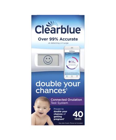 Clearblue Connected Ovulation Test System featuring Bluetooth connectivity and Advanced Ovulation Tests with digital results, 40 ovulation tests