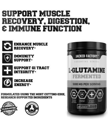 Vegan Fermented L-Glutamine Powder 500g - 100 Servings for Muscle Recovery & Immunity Support - No Fillers, Unflavored - Buy Online on GoSupps.com