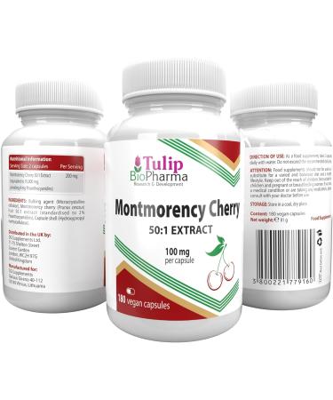 Montmorency Cherry 5000mg Equivalent (100mg 50:1 Extract) 180 Vegan Third Party Tested Natural Tart Cherry - Buy Online on GoSupps.com