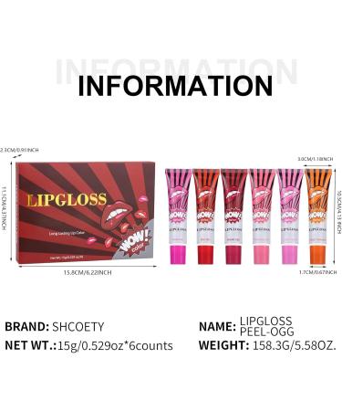 D collez l vres d collez la tache de rouge l vres - 6x Gloss l vres imperm able - Peel Reveal Lip Stain Gloss l vres imperm able l'eau Tache pelable longue tenue pour mariage rassembleme - Buy Online on GoSupps.com
