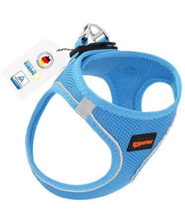 Petex dog harness for small & medium -sized dogs - TUV tested - Made in Europe - puppy dishes with Air Mesh technology - reflective and breathable - breast dishes for dog - Dog harness blue XS