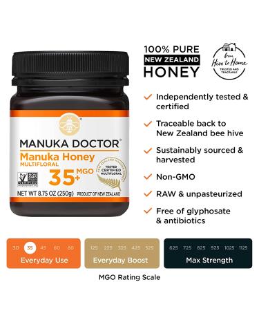 Manuka Doctor Multifloral Manuka Honey MGO 35+ | 8.75 oz (250g) - Premium Healing Honey - Buy Online on GoSupps.com