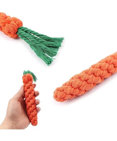 Zeaying Carrot Dog Toys - 2 Piece Braided Rope Set for Small & Medium Puppies | Chicken Stuffed Toys - Buy Online on GoSupps.com