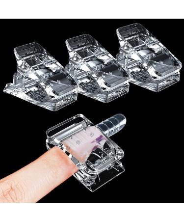 Sanie 10 Pcs Nail Tips Clip for Quick Building Gel Nail Forms, Clear Nail Clamps Fit All Finger for Gel Nail Extension Forms, UV LED Builder Clamps, DIY Manicure Nail Art Tool