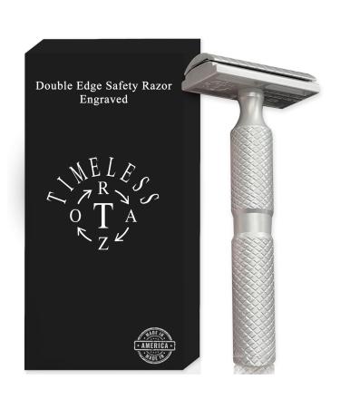 Aluminum Double Edge Safety Razor for Smooth Shave - Luxury Men's Safety Shaving Razor - Travel Razor & Custom Design Razor Handle - Compatible w/Double Edge Razor Blades - Made in USA Without Razor Stand