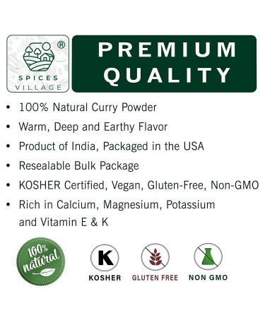 Spices Village Yellow Indian Curry Powder 8oz - Spicy Blend for Cooking - Medium Madras Curry Mix | Kosher, Gluten-Free, Non-GMO - Salt-Free | Resealable Bag - Buy Online on GoSupps.com