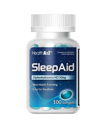 HealthA2Z Sleep Aid | Diphenhydramine HCl 50mg | 100 Softgels | Supports Deeper, Restful Sleeping, Non Habit-Forming - Buy Online on GoSupps.com