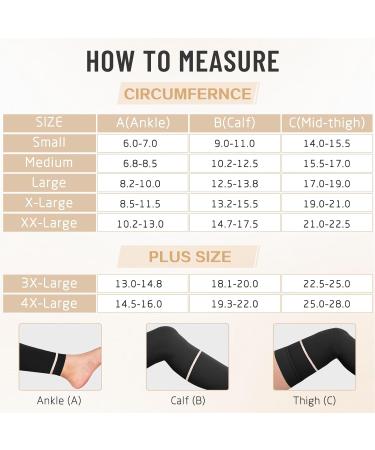 Thigh High Footless Compression Stockings 20-30mmHg for Men & Women - Ideal Athletic & Medical Support | XL Black - Buy Online on GoSupps.com