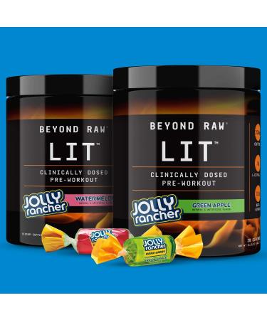 Beyond Raw LIT Pre-Workout Powder | Jolly Rancher Watermelon Flavor | 30 Servings | Caffeine, L-Citrulline, Beta-Alanine, Nitric Oxide Supplement - Buy Online on GoSupps.com