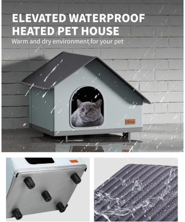 Toozey Weatherproof Heated Cat House with Pet Heating Pad - Indoor/Outdoor Shelter for Cats and Small Dogs - Buy Online on GoSupps.com
