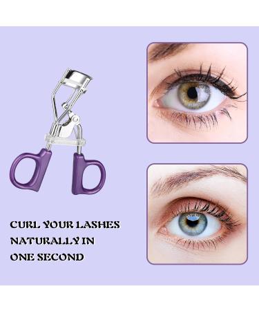 Metal Eyelash Curler Curl Up Lash Curler Long Lasting Eyelash Makeup Tool with Spring Assist Silicone Pad Lifted Eye Lash Curlers for Girls and Women Fits All Eye Shape(Purple) - Buy Online on GoSupps.com