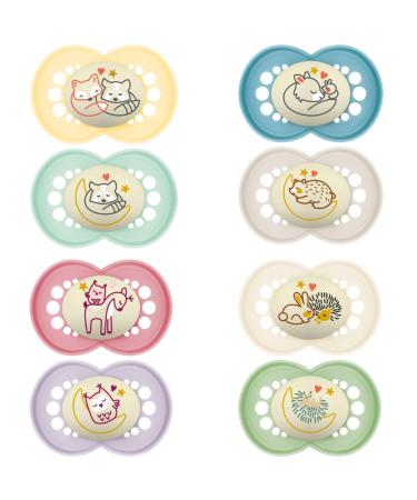 MAM - Original Schnuller Night 18+ months (2 pieces) Random color - symmetrical and anatomical silicone pacifier - phosphorescent baby pacifier with transport box and sterilization