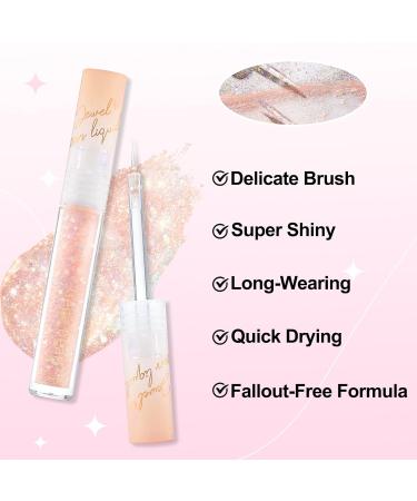 Erinde Liquid Glitter Eyeliner - Waterproof Metallic Eye Pencil Highly Pigmented Shimmer Liner | Korean Makeup #11 Pink Peach - Buy Online on GoSupps.com