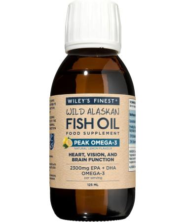 Wiley s Finest Peak Omega-3 Liquid 2300mg EPA + DHA Omega-3 Natural Wild Alaskan Fish Oil Food Supplement 25 Servings Lemon Flavour 125 ml (Pack of 1)