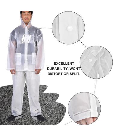 Unisex Transparent EVA Rain Suit Set | Waterproof Hooded Clear Raincoat | Ideal for Hiking, Camping, Fishing | Reusable Emergency Rainwear | White | Large - Buy Online on GoSupps.com