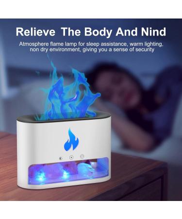 Flame Effect Essential Oil Diffuser | White Humidifier with Crystal Salt Stone & Colorful Mood Light for Aromatherapy at Home & Office - Buy Online on GoSupps.com