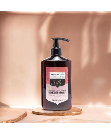 Arganicare | Silk Range | RESTRUCTURING CONDITIONER | Silk Protein | Provides long-lasting protection against breakage | Shiny Effect | High Hydration | All hair types | 400 mL - Buy Online on GoSupps.com