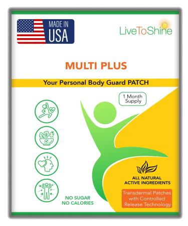 Live To Shine Multi Plus Patch 30-Day Supply USA-Made Topical Wellness Patch for Women & Men Vegan Sugar-Free Gluten-Free Non-GMO Daily Energy & Immune Support
