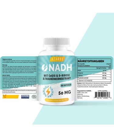 Buy NADH 50MG with Coenzyme Q10 - High-Dose Energy & Antioxidant Support 60 Capsules - International Shipping Available - Buy Online on GoSupps.com