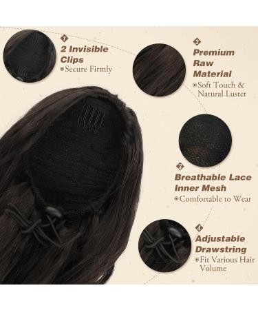 BARSDAR 40 cm Dark Brown Wavy Curly Ponytail Hair Extension for Women & Girls - Synthetic Hair Part - Buy Online on GoSupps.com