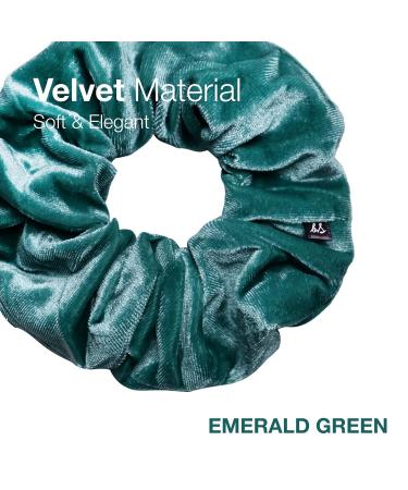 Emerald Green Velvet Hair Rubbers - Set of 2 | Stylish & Soft Hair Ties for All Hair Types - Buy Online on GoSupps.com