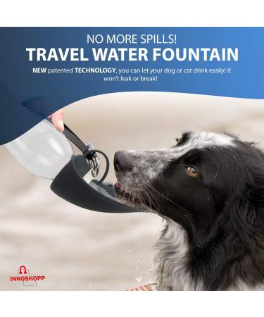 Innoshopp Dog Water Bottle - Portable & Leak Proof Dispenser for Dogs - BPA Free with Carabiner - Ideal for Walking, Hiking, Travel - Black - Buy Online on GoSupps.com