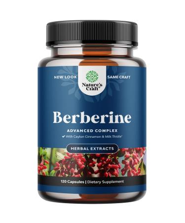 Balancing Berberine Plus 1200mg Complex - Antioxidant Berberine with Ceylon Cinnamon Capsules Plus Silymarin Milk Thistle Extract - Active PK for Heart Health and Sugar Support 120 Veggie Capsules 120 Capsules