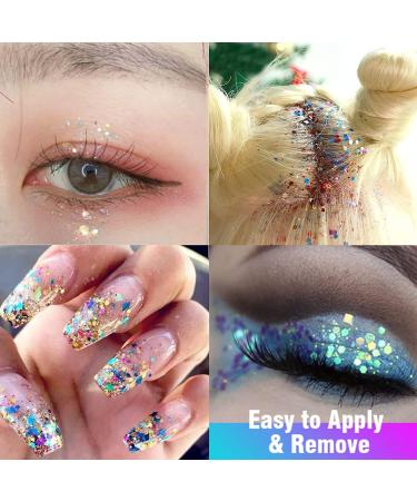 Buy Body Glitter Gel - White & Blue Festival Makeup | Chunky Sequins for Hair & Face - Sparkling Gel for Mermaid Looks - Buy Online on GoSupps.com
