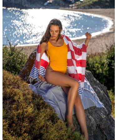 HAVLULAND Sale Set of 6 Turkish Beach Towels - Oversized 39x71, 100% Cotton, Absorbent, Quick-Dry, Sand Free - for Adults, Beach Gifts, Travel, Camping - Beach Accessories - Buy Online on GoSupps.com