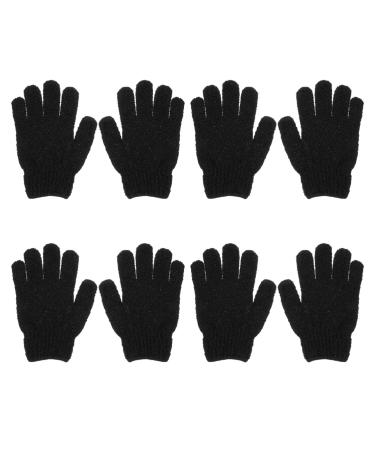 Healifty peeling gloves black shower gloves body peeling glove bathroom gloves for wellness home bathroom hotel 4 pairs (black)