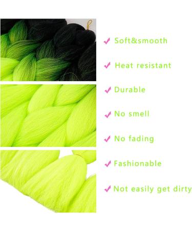 Ombre Jumbo Braiding Hair Fluorescent Green Extension 24 Inch Braiding Hair Extension for Women High Temperature Jumbo Braids for Twist Crochet Braiding Hair(B13) - Buy Online on GoSupps.com
