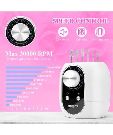 MAQUITA 30000RPM Electric Nail Drill Machine - Professional Manicure Set for Acrylic & Gel Nails - Includes Drill Bits and Sanding Bands - White - Ideal for Home and Salon Use - Buy Online on GoSupps.com