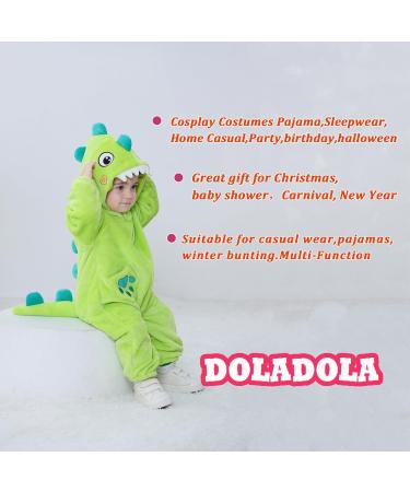 Doladola Unisex Baby Romper Jumpsuit | Hooded Cartoon Sleepsuit | Emerald Green Shark | 0-3 Months - Buy Online on GoSupps.com