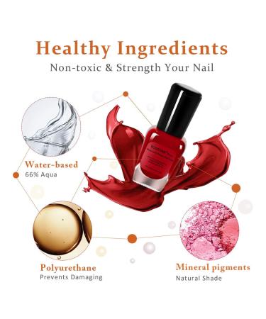 BONTIME Non-Toxic Water Based Nail Polish Set - Easy Peel Off, Quick Dry Formula for Women, Teens, Kids (6 Colors 0.27 fl oz) - Buy Online on GoSupps.com