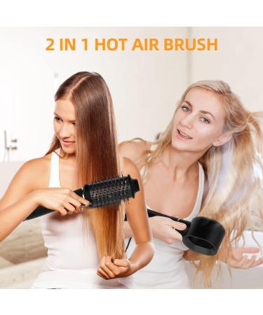 Dual Voltage Hot Air Brush - 1200W One-Step Blow Dryer & Volumizer for Curling Straightening and Drying - Travel-Friendly Detachable Oval Brush in Black Gold - Buy Online on GoSupps.com