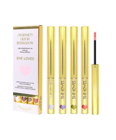 4Pcs Liquid Eye Lasting Glitter Eyeshadow Liquid Multi-Dimensional Eye Looks Eye with Applicator Eyeshadow Liquid-Set